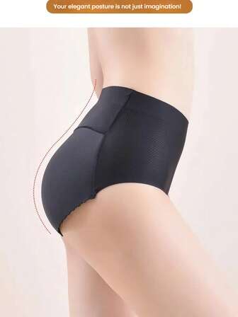 1 条女士中腰提臀内裤，透气低腰设计，具有收腹功能和假臀设计，可增强臀部线条。它是一种带衬垫的提臀器，用于塑身，打造桃形臀部外观。里面没有填充物，作为内衣穿着舒适且合身。