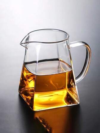 1pc Transparent Glass Tea Divider With Handle, Square Bottom Glass Teapot, Gongfu Tea Accessories Back To School