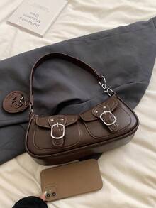 Fashionable Solid Color Retro Shoulder Bag, Suitable For Daily Commute And Travel - Coffee Brown - View 9