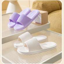 1 Pair Striped Anti-Slip, Breathable, Waterproof, Deodorizing Minimalist Unisex House Slippers, Thick Sole Non-Slip Indoor Slippers, Bathroom Shower Couple Slippers, EVA Material, Random Pattern Delivered Back To School
