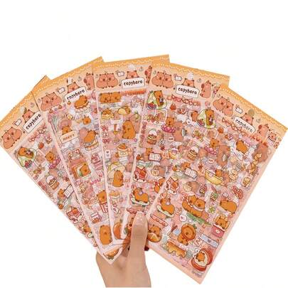 12/24/36 hojas de pegatinas lindas de Capibara, pegatinas Kawaii, pegatinas de animales de dibujos animados impermeables, pegatinas decorativas adhesivas para estuches de teléfono, papelería, fiestas y regalos