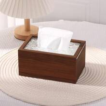 Walnut Wood Grain Paper Towel Box, Multipurpose Tissue Box For Living Room, Bathroom, Bedroom, Luxurious Wooden Tissue Holder With Large Storage Space