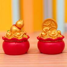 1pc Resin Fortune Bag Money Bag Figurine, New Year Decoration For Home Table Desktop