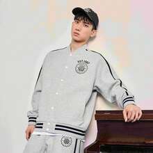 XTEP 男女连帽外套秋季新款情侣棒球服美式复古立领夹克上衣876327060104 - 淺花灰 - 查看 6