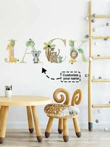 Custom Jungle Animal Name Wall Decal – -Themed Letter Sticker For Toddler Room, Playroom, Or Nursery Girls/Boys Room Decor,Kids Room,Kids Room Decor,Baby Room Wall Sticker.Nursery Stickers. Back To School - YD144-30X120-26 Animals - View 4