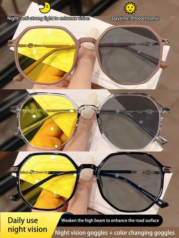 1 Stück 2-in-1 Phototrope Nachtsichtbrille, unisex, für den täglichen Autofahrgebrauch, blendfreie Tag- und Nachtbrille