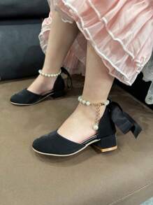 Girls' Princess High Heel Shoes, Paired With Black Formal Dress For Performance, Party, Wedding, Basic Shoes