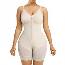 Shapewear  Tummy Control Butt Lifter Shaper With Zipper Crotch Detachable Shoulder Strap - Black - View 3