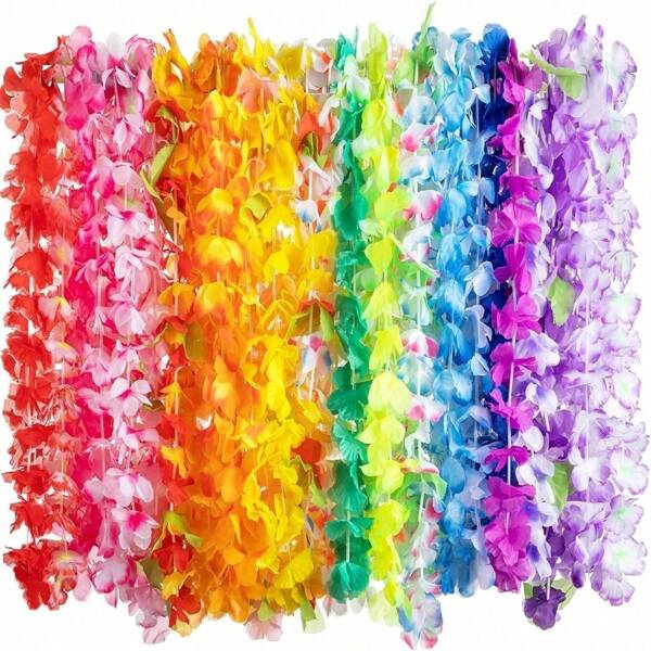 18/24/36/50 piezas Guirnalda de flores tropicales vibrantes | Corona de flores artificiales para Navidad, resistente al agua y a los rayos UV, para fiestas en la piscina, bodas en la playa, festivales y decoraciones navideñas | Regalo perfecto de cumpleaños y festividad para la familia