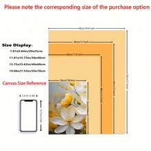 1 件/3 件带框现代黄白花卉帆布画，适合客厅，现代帆布海报，适合卧室和客厅装饰画，带框可选 - 多色 - 查看 6