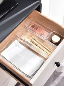 1pc/5 Packs Adjustable Drawer Organizers - Clear Plastic Storage Bins With Customizable Compartments For Makeup, Jewelry, Utensils | Multi-Purpose Vanity & Bathroom Organizer, Kitchen Drawer Dividers, Office Supplies Storage Solutions (Space-Saving )