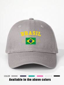 1 件印花巴西五角星 1938 可调节棒球帽，女士户外防晒休闲帽适合春秋旅行海滩度假，男士太阳帽 Y2K 风格青年 - 棒球帽 - 查看 3