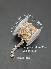 91.44 厘米/36 英寸闪亮水晶水钻链饰，闪亮钻石丝带贴花适用于 DIY 缝纫、新娘礼服、服装装饰、婚礼工艺品、时尚珠宝配饰 - 1 厘米宽