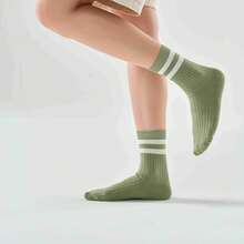 XTEP Calcetines largos planos (Juego de tres pares) Calcetines de mujer de primavera Versátiles blancos transpirables de altura media 876438730041