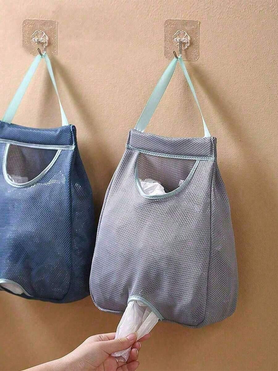 [Large-Capacity Collapsible] Rubbish Bag Storage Bags Complimentary Hooks Wall-Mounted Plastic Bag Storage Box Kitchen Bathroom Storage Bags Free Door Hanging Bags And Space-Saving Home Essentials - Multicolor - View 1