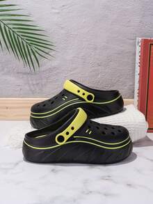 1 Pair Holed Breathable Lightweight Quick-Dry Platform Sandals, Suitable For Teenagers, Suitable For Daily Wear, Travel, Outdoor, Beach, Various Occasions, Spring/Summer - Black - View 7