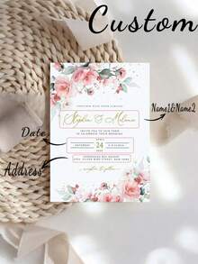 1/10/30/50 piezas - Invitaciones de boda personalizadas, tarjetas de invitación de boda personalizadas, tarjetas de celebración de boda, invitaciones sencillas de anuncio de boda, tarjetas de felicitación personalizadas con sobres, tarjetas de agradecimiento, invitaciones de boda, artículos de boda - Multicolor - Ver 2