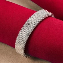 Charm Silver Braided Bangles For Women Wedding Engagement Party European American Style Bracelet Jewelry