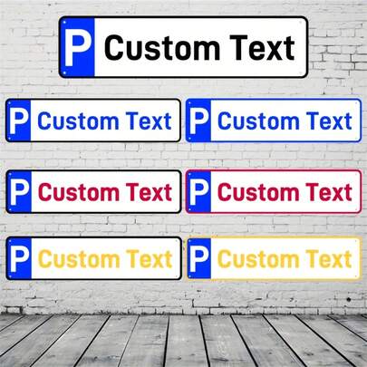 Personalized Metal Parking Sign - Solid Color, Customized Text UV Print, Waterproof Outdoor Vehicle Decoration Plate, Thanksgiving, Easter, Christmas, Easy Installation - 16 X 4 Inches