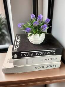 Artificial Plant Fake Succulent Potted Plant, Faux Ceramic Pot Decor - Purple - View 3