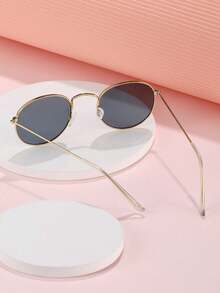 1 PC Metal Round-Framed Fashion Glasses For Teenagers Aged 12-16, Suitable For Daily Outing - Multicolor - View 8