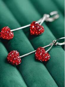 2025 Spring/Summer New Luxury-Feel Red Heart-Shaped Earrings, Popular Fashion Earrings