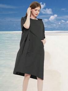 1 pieza Poncho de surf con capucha | Toalla de cambio de traje de baño absorbente y de secado rápido de microfibra con bolsillo para surf para hombres y mujeres, de vuelta al colegio - Multicolor - Ver 7