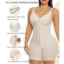 Shapewear  Tummy Control Butt Lifter Shaper With Zipper Crotch Detachable Shoulder Strap - Black - View 10