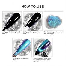 1pc Cat Eye Chrome Nail Powder, Chameleon Magnetic Powder, 9D Cat Eye Effect, Mirror Effect Pigment Powder, Color Changing, Rainbow Colors. Suitable For Women's Nail Art Design, Nail DIY, Holiday Gifts