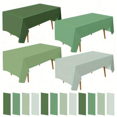 1/4 chiếc khăn trải bàn bằng nhựa dùng một lần màu trơn, màu xanh lá cây xô thơm, có thể gấp lại và dễ vệ sinh cho tiệc cưới, sinh nhật, lễ tốt nghiệp và tiệc Giáng sinh Quà tặng mùa hè Bãi biển Trở lại trường Đồ dùng học tập Trang trí phòng