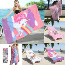 1pc Bestselling Rainbow Unicorn Keizoro Ultra-Soft Microfiber Beach Towel, Quick-Dry, Highly Absorbent Suitable For Beach, Hotel, Gym, Bathroom, Digital Printing Summer Holiday Bathroom Decor