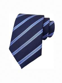 1 件海军蓝细条纹手工压制涤纶衬衫，适合商务、派对、街头装和日常穿着