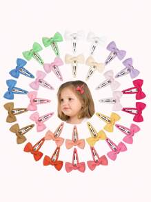 30pcs Snap Hair Clips With Bows Boutique Grosgrain Ribbon 1.8 Inch Hair Bows No Slip Hair Barrettes For Little Girls