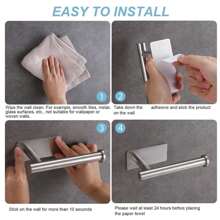 1 pieza Soporte de papel higiénico de acero inoxidable montado en la pared con instalación sin taladro, estante para rollos de papel, decoración de baño, decoración de otoño