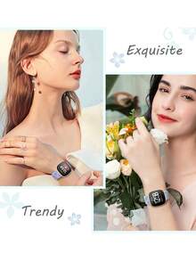 花卉雕刻表带，兼容 41mm、40mm、44mm、45mm、42mm、38mm、49mm、46mm 表带，女士款，可爱花朵双色柔软硅胶运动表带，兼容 Series SE、11、10、9、8、7、6、5、4、3、2、1、Ultra 型号。 - 天藍/粉 - 查看 6