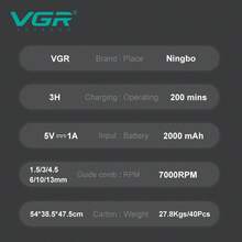 VGR 无绳理发器 可调节电动理发器 塑料材质 可自由调节长度 男士理发器 V-197 - 彩色 - 查看 7