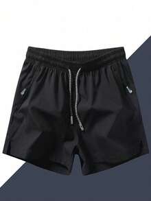 2 chiếc quần short thể thao nam có dây rút ở eo và túi khóa kéo. - Nhiều màu - Xem 3