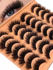 14 Pairs Of Luxury 3D Mink Eyelashes - Fluffy, Lively, Natural Appearance | DD Curl, Cat Eye Effect | 10-18mm Long Dramatic Strip Lashes | Natural Makeup Enhanced Lash, Suitable For Beginners And Reusable - Cat Eye Lashes - View 1