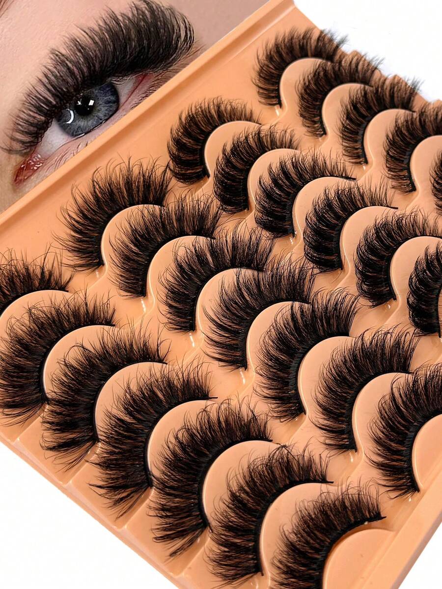 14 Pairs Of Luxury 3D Mink Eyelashes - Fluffy, Lively, Natural Appearance | DD Curl, Cat Eye Effect | 10-18mm Long Dramatic Strip Lashes | Natural Makeup Enhanced Lash, Suitable For Beginners And Reusable - Cat Eye Lashes - View 1