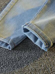 Children's Cartoon Round Neck Sweater Jeans Two-Piece Set - 白色 - 查看 9