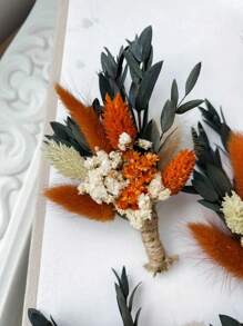 Conjunto bohemio de mini ramos de flores secas | Arreglos en botellas pequeñas | Decoraciones de mesa | Regalo en caja con iniciales, decoración de otoño