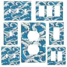 1pc Cute Sea Waves Light Switch Cover Plate Decorative Wall Plate Single Toggle Light Switch Cover Plate Decorative Covers Durable Switch Covers - Multicolor - View 2