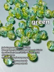 50pcs/100pcs/200pcs/500pcs 6mm/8mm Glass Beads DIY Jewelry Making Materials For Necklace, Bracelet, Apparel Accessories, Phone & Bag Decoration, Two-Tone A+B Mix' - Green - View 12
