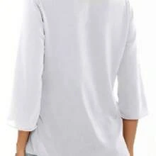 Camiseta de manga larga para mujer | Ropa informal para uso diario, cómoda y transpirable, adecuada para el verano. - Blanco - Ver 4