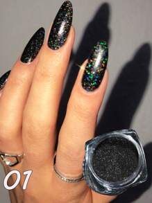 1 cutie holografică Laser Nail Art sclipici pulbere pentru unghii oglindă lustruire crom pigment strălucitor dip pulbere DIY unghii farmece unghii pietre prețioase consumabile unghii