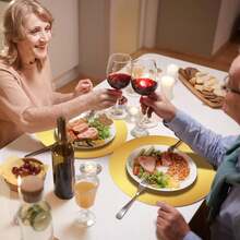 10pcs/50pcs Round Paper Placemats, Gold Disposable Table Mats With Mirrored Aluminum Foil Decoration For Dining, Restaurant, Wedding, Party, Festival, Christmas, New Year - Solid Color - View 8