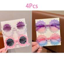 2/4Pcs 2026 Girls Cute Newest Gradient Double Splicing Flower Kids Children Baby Fashion Classics Round Glasses Eyewear,Card Only Show,Don't Shipping - Multicolor - View 15