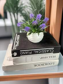 Artificial Plant Fake Succulent Potted Plant, Faux Ceramic Pot Decor - Purple - View 2