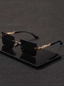 1 pieza Gafas decorativas sin marco con estampado de leopardo y patas de moda, gafas de montura pequeña y elegante, adecuadas para la playa y vacaciones, unisex