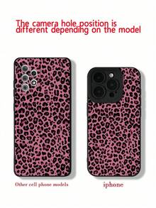 Funda para phone (1 unidad) con estampado de guepardo, carey, perforada, con bordes rectos, estampado de leopardo, negra, calada, anticaídas. Compatible con phone. - Multicolor 4 - Ver 5